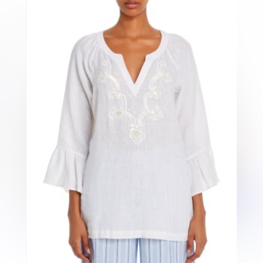 Tommy Bahama  Linen Tunic w/Embroidery , sequins and beads.‎ Worn 2x. 99 retail